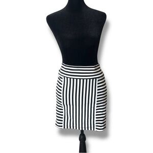 Black and White Contrasting Stripes High Waist Bodycon Mini Pencil Skirt